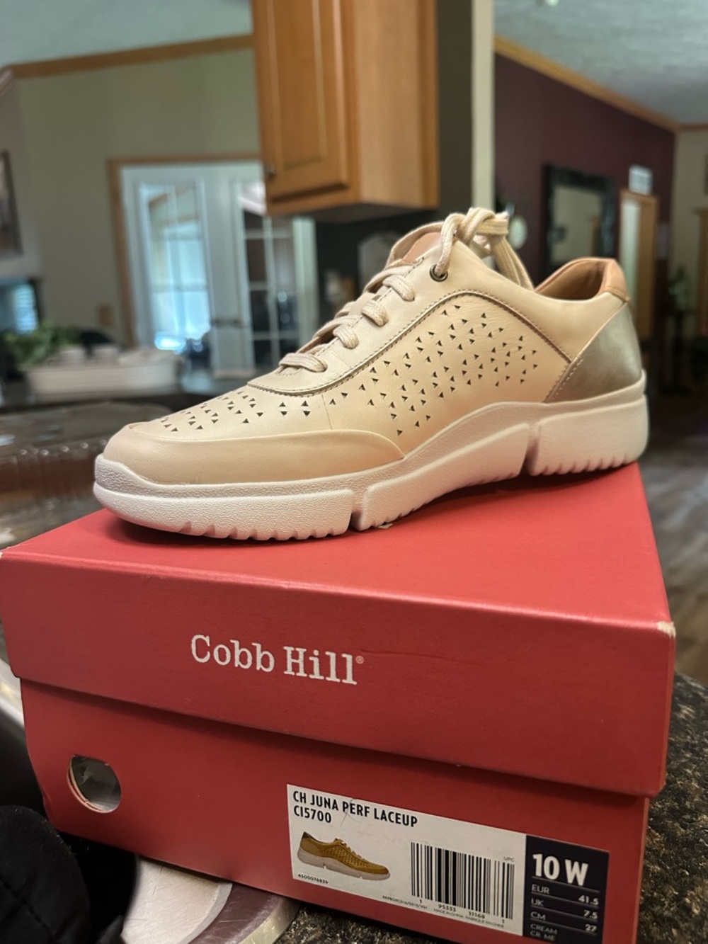 Cobb Hill by New Balance Beige Perforated Lace-Up Sneaker